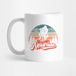 Aquarius Zodiac Sign - Distressed Retro Sunset Mug